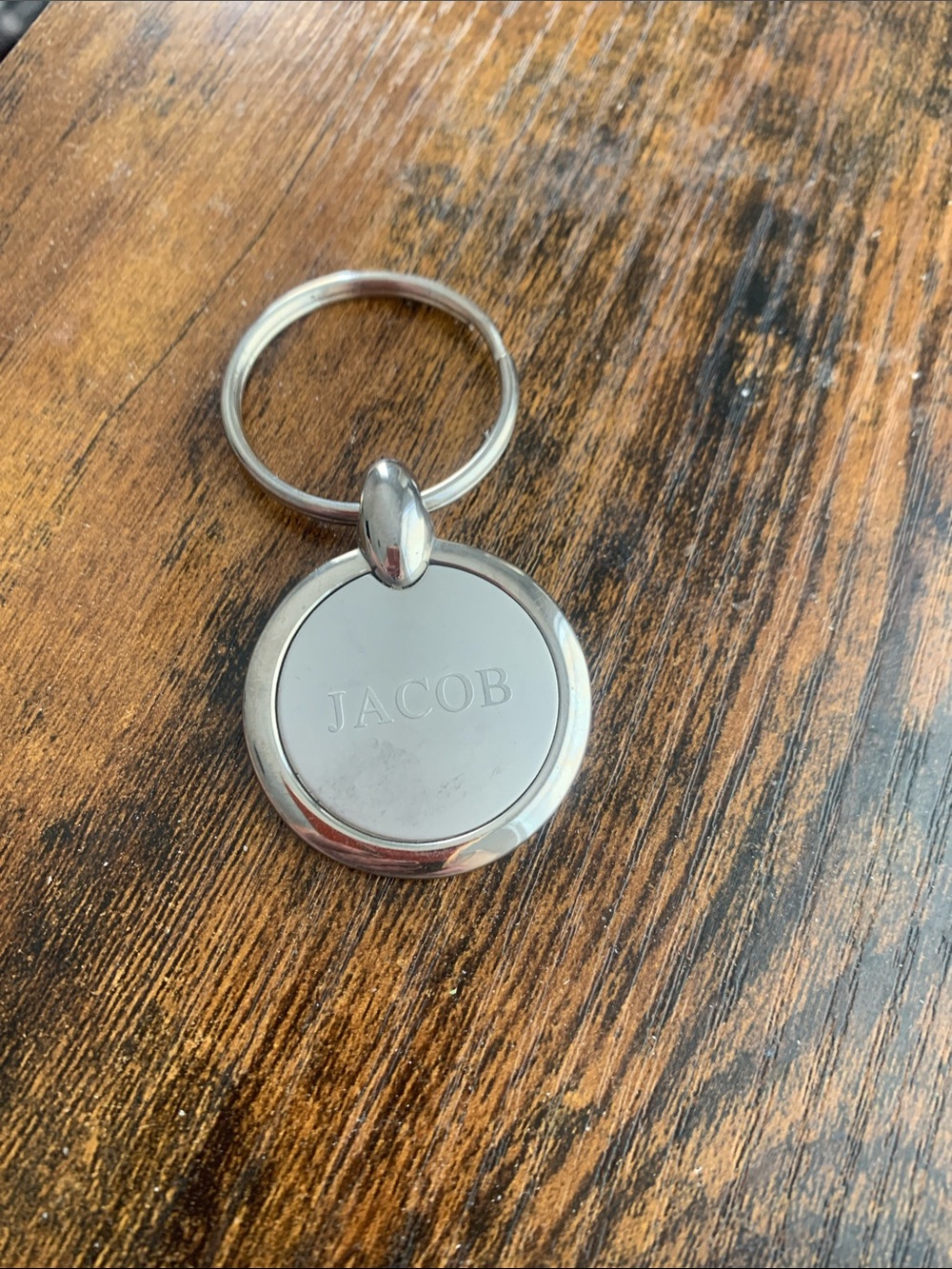 Personalized 'JACOB' Engraved Silver Keyring
